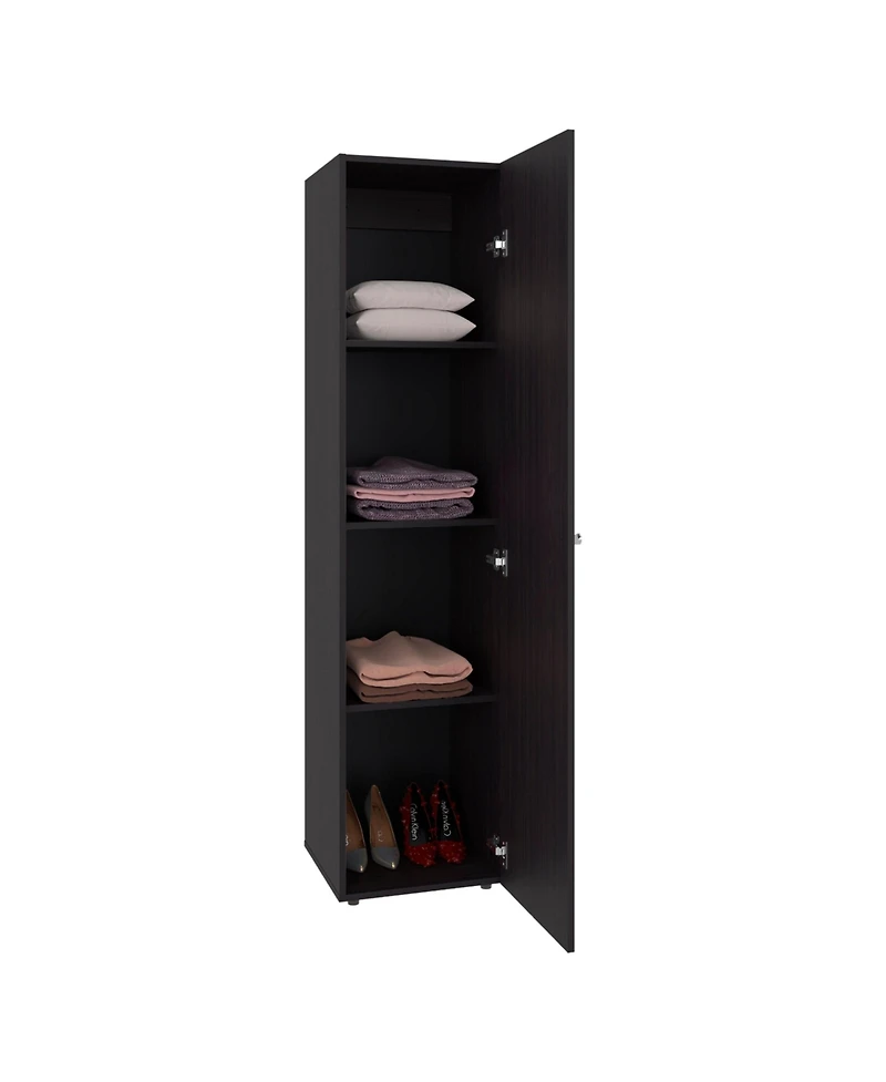 Fm Furniture Saily Storage Cabinet with 4 Shelves and Mirror on Door, Modern Design