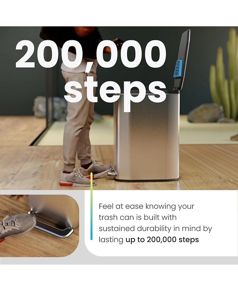 Home Zone Living 13 Gallon Slim Stainless Steel Kitchen Trash Can with Clean Aura Odor Control and Soft Close Lid