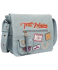 True Religion Multi Patch Denim Messenger Bag