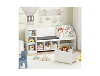 Slickblue Kids 4-in-1 Bookcase and Toy Organizer with Reading Nook