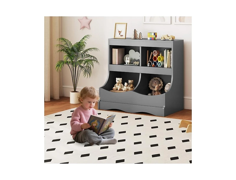 Slickblue 4-Cubby Kids Toy Storage Organizer and Bookcase