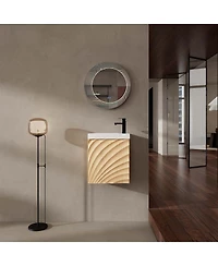 Sillysis Wall Mounted Bathroom Vanity with Resin Sink, Modern 3D Shell Pattern & Soft Close Door, 18.5" Compact Cabinet for Small Bathrooms