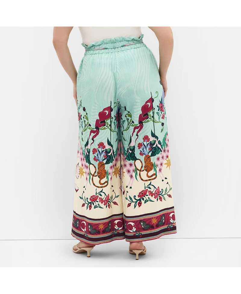 City Chic Women's Athena Dreamscape Print Wide Leg Pant