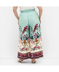 City Chic Women's Athena Dreamscape Print Wide Leg Pant