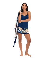 Linea Donatella Women's Printed Wrapper, Camisole and Shorts, 3-Piece Set