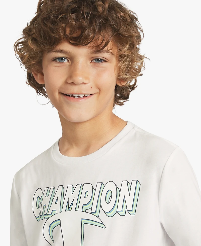 Champion Boys' Short-Sleeve Round Neck Graphic T-Shirt