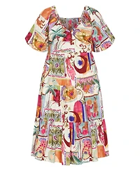 City Chic Women's Plus Simona Print Puff Sleeve Dress