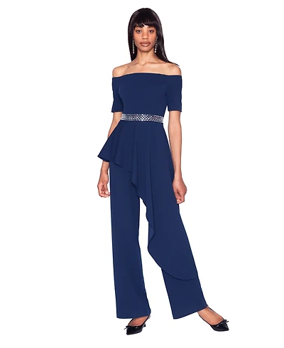 White Tie by Shani Women's Embellished-Waist Jumpsuit