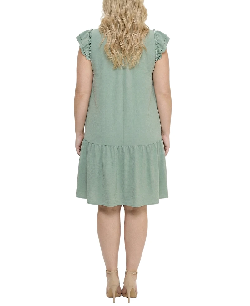 Ny Collection Plus Flutter Sleeve Flounced Dress