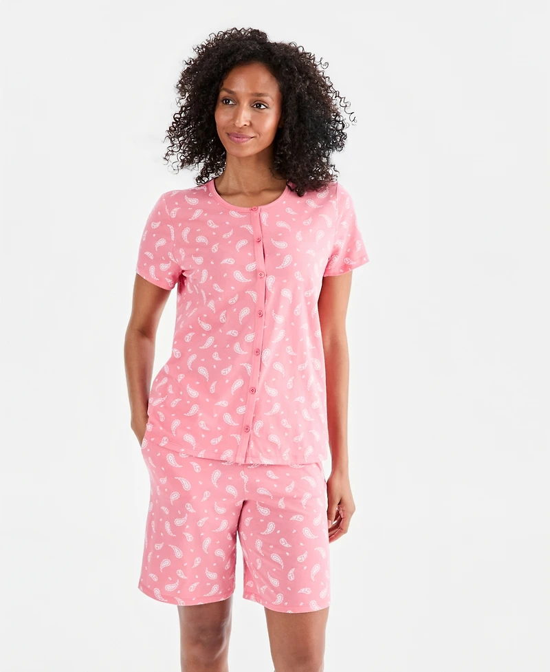 Charter Club Women's 2-Pc. Cotton Bermuda Short Pajamas Set, Created for Macy's