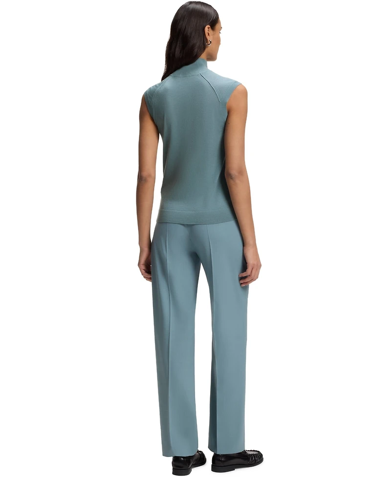 Boss by Hugo Women's Merino Wool Mock Neck Sleeveless Top
