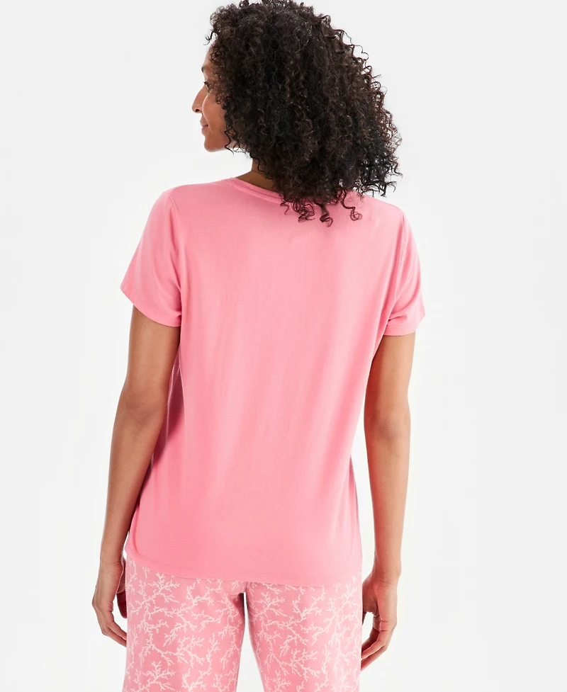 Charter Club Women's Solid V-Neck Short-Sleeve Sleepwear Top, Created for Macy's