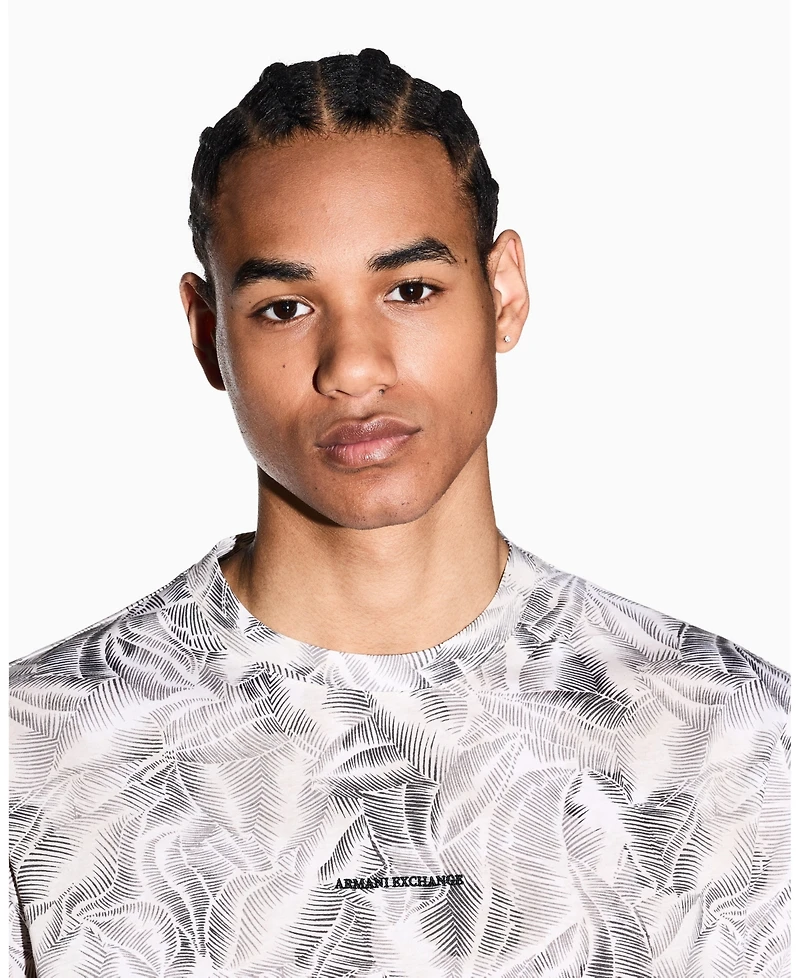 A|X Armani Exchange Men's Ibiza X Leaf Print T-Shirt