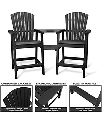 gaomon Outdoor Poly Adirondack Barstools with Connecting Tray, Tall Chairs Bar for Deck, Balcony, Patio Stool Chair Set of 2