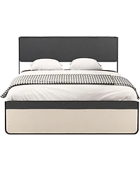 gaomon Full Platform Bed With Upholstered Headboard and Footboard Steel Slat Support Spacious Storage No Box Spring Needed