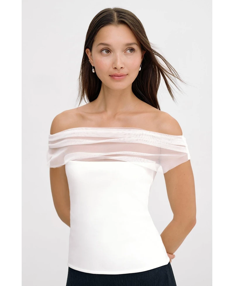 Marcella Women's Cabrini Draped-Mesh One-Shoulder Convertible Jersey Top