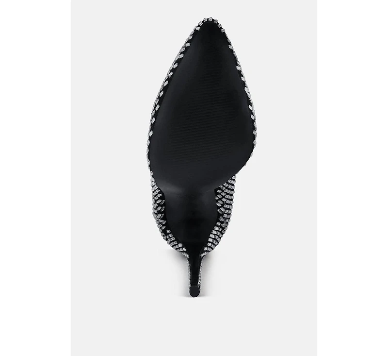 Fortunate Rhinestones Embellished Mesh Boots