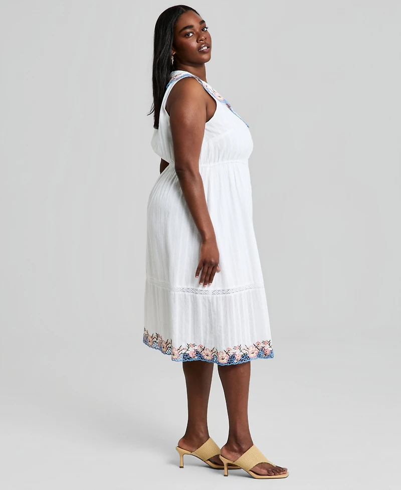 And Now This Trendy Plus Cotton Embroidered Dress, Macy's Exclusive