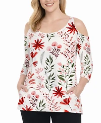 White Mark Women's Printed Relaxed-Fit Tunic Top