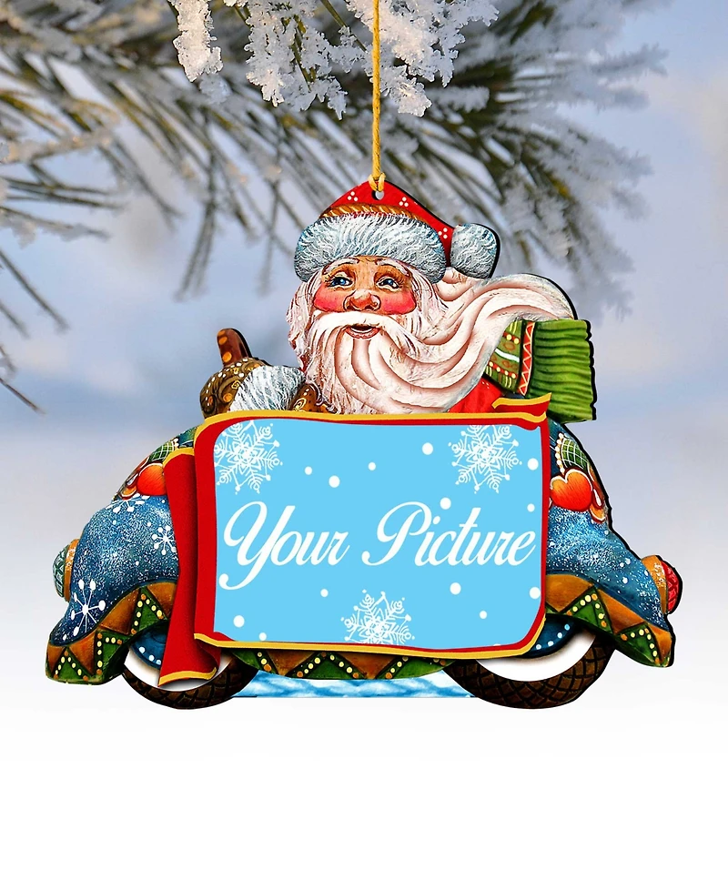 Designocracy Merry Christmas Santa Picture Frame Ornament, Set of 2