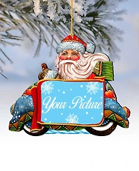 Designocracy Merry Christmas Santa Picture Frame Ornament, Set of 2