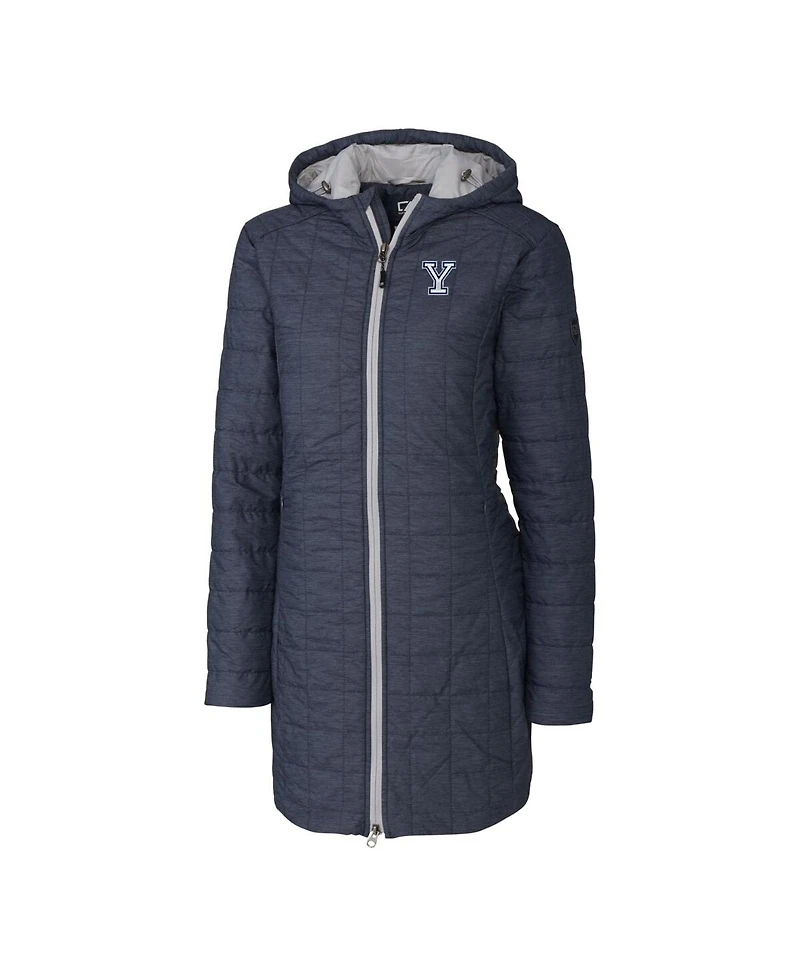 Cutter & Buck Women's Heather Navy Yale Bulldogs Rainier PrimaLoft Eco Hooded Long Coat
