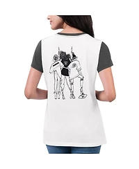 G-iii 4Her by Carl Banks Women's White/Black Las Vegas Raiders Fashion Illustration T-Shirt