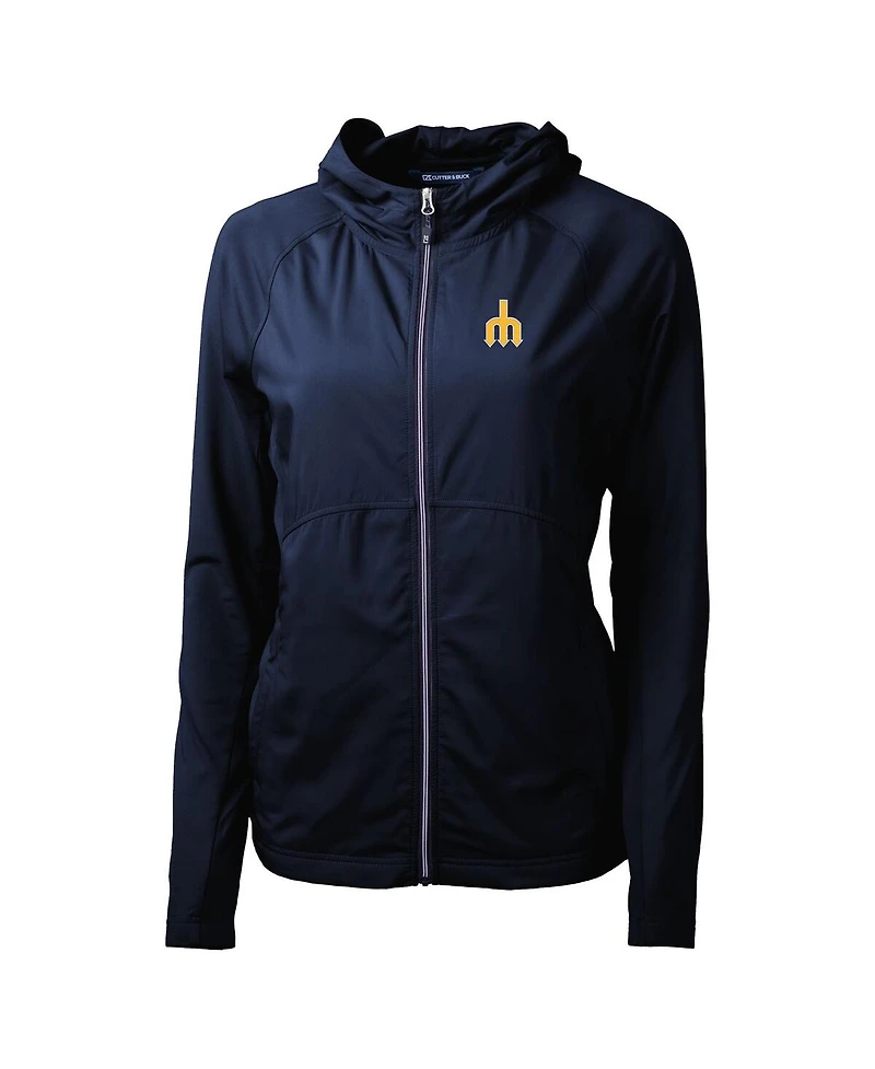 Cutter & Buck Women's Navy Seattle Mariners Adapt Eco Knit Hybrid Full-Zip Hoodie