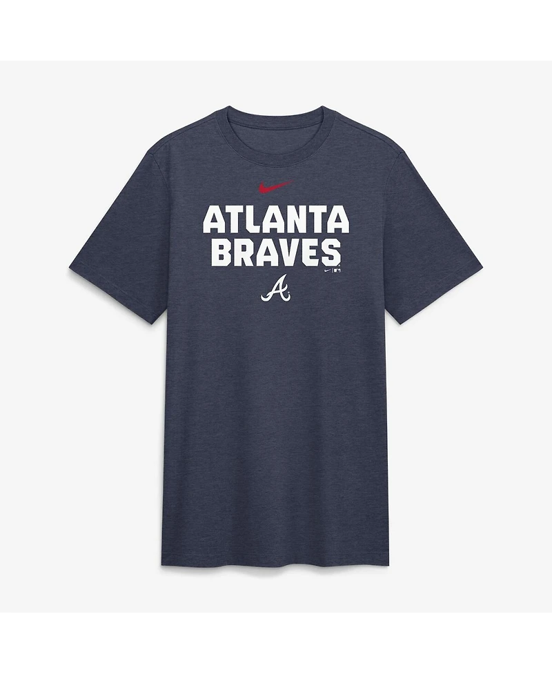 Nike Men's Heather Navy Atlanta Braves Stacked Tri-Blend T-Shirt
