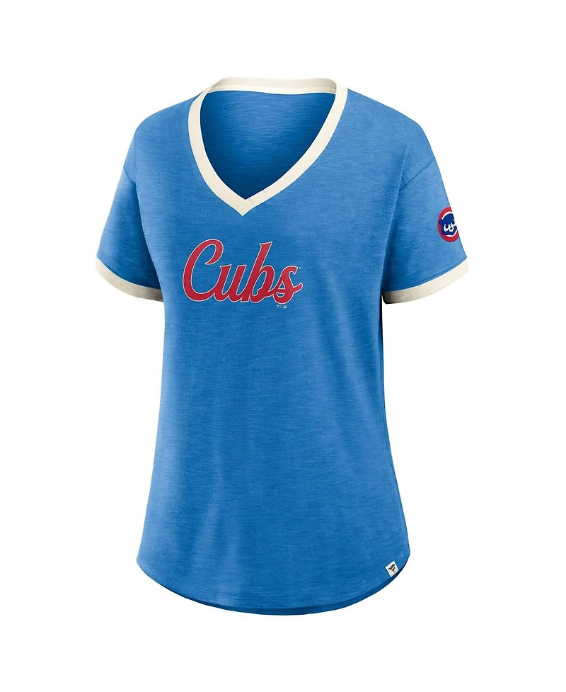 Fanatics Women's Royal Chicago Cubs Cooperstown Collection Vintage Play V-Neck T-Shirt