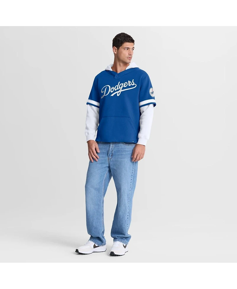 Fanatics Men's Royal/White Los Angeles Dodgers Oversized Fire Speed Layered Hoodie