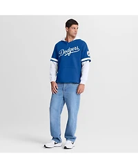 Fanatics Men's Royal/White Los Angeles Dodgers Oversized Fire Speed Layered Hoodie