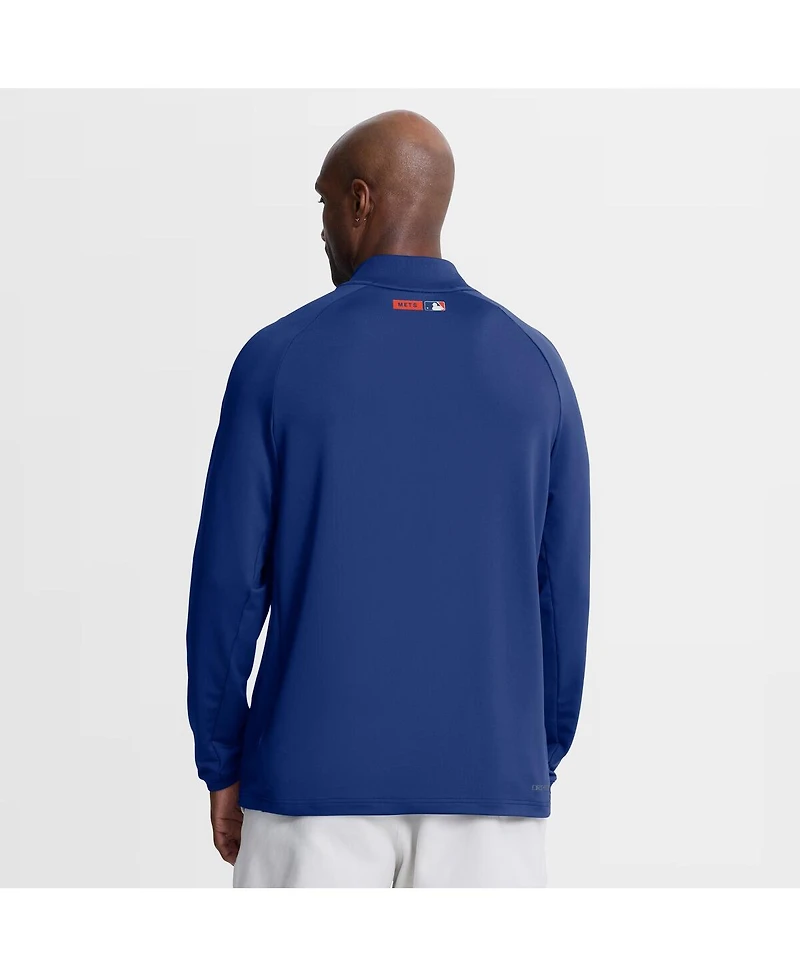 Nike Men's Royal New York Mets Authentic Collection Dri-fit Raglan Half-Zip Pullover Hoodie