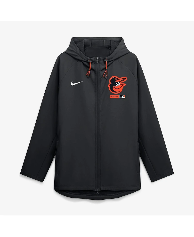 Nike Men's Black Baltimore Orioles Authentic Collection Raglan Therma-fit Full-Zip Hooded Jacket