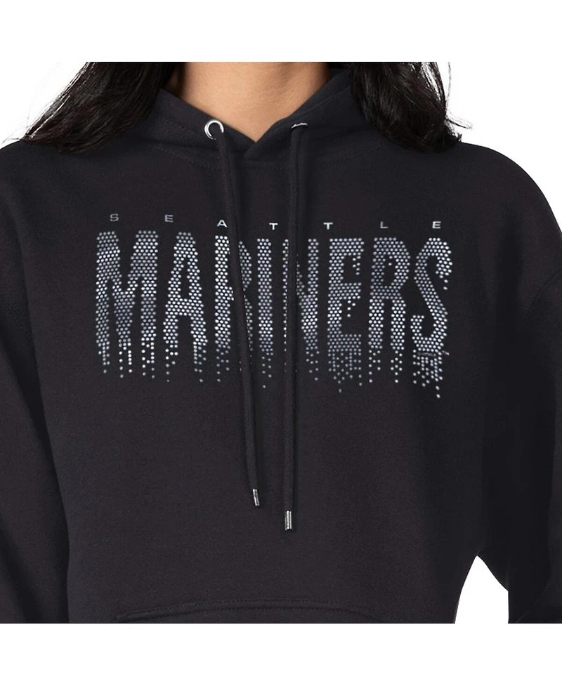 G-iii 4Her by Carl Banks Women's Black Seattle Mariners Metallic Drop Fleece Hoodie