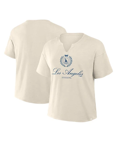 Fanatics Women's Cream Los Angeles Dodgers Legacy Stadium Slub Notch Neck T-Shirt