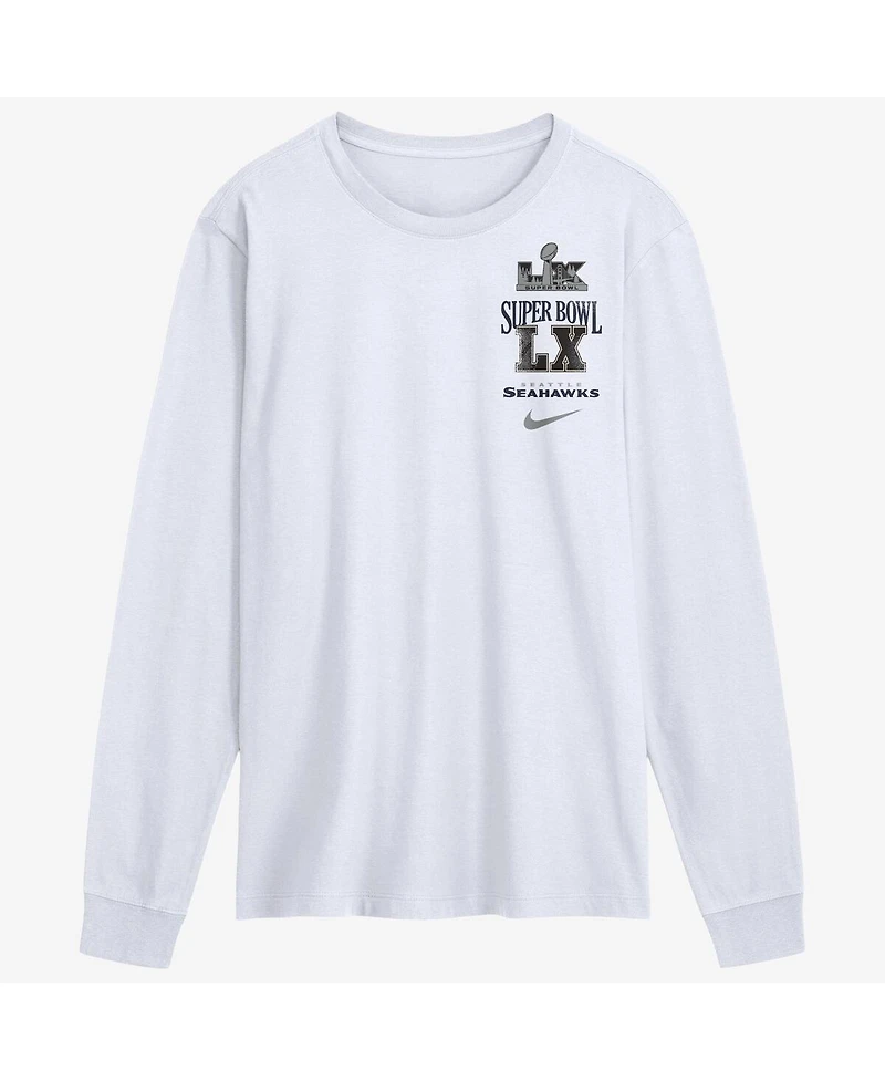 Nike Men's White Seattle Seahawks Super Bowl Lx Champions Long Ball Long Sleeve T-Shirt