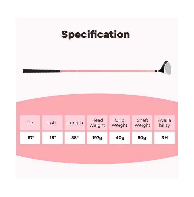 Hongge 38 Inch 165CC Junior 3 Fairway Wood Golf Club with Fiberglass Shaft for Kids Ages 11-14