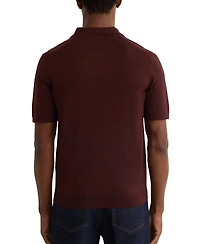Reiss Men's Merino Wool Open Collar Polo Shirt