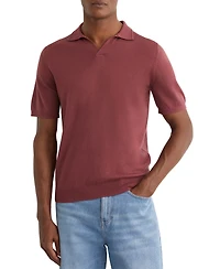 Reiss Men's Duchie Merino Wool Open Collar Polo Shirt