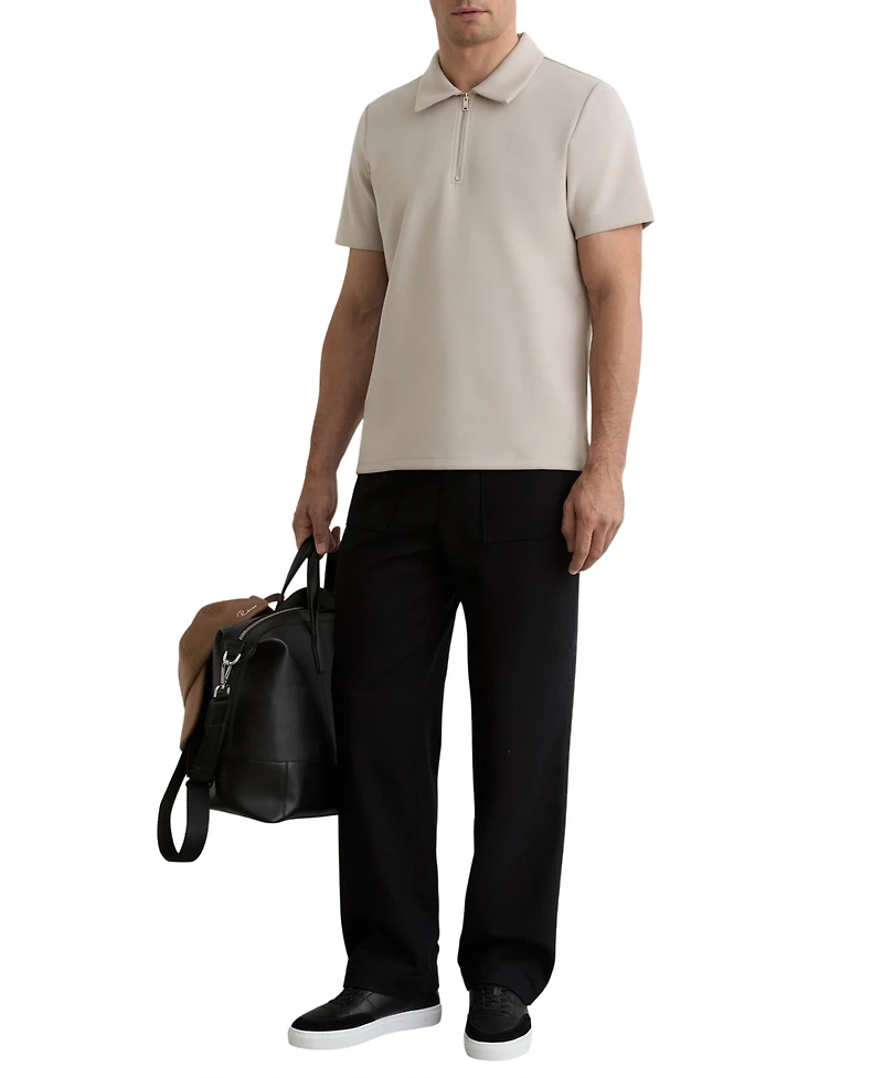 Reiss Men's Premium Interlock Half-Zip Polo Shirt