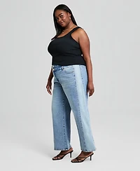 And Now This Trendy Plus Size Side-Panel Double-Button Jeans, Macy's Exclusive