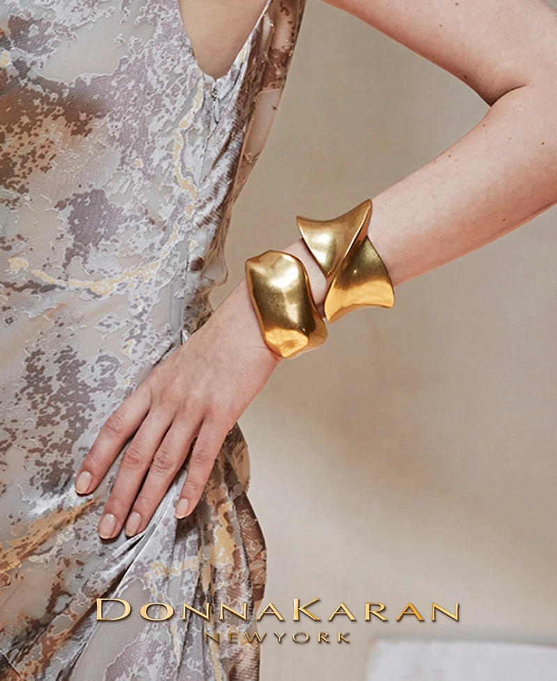Donna Karan Gold-Tone Drama Molten Cuff Bracelet