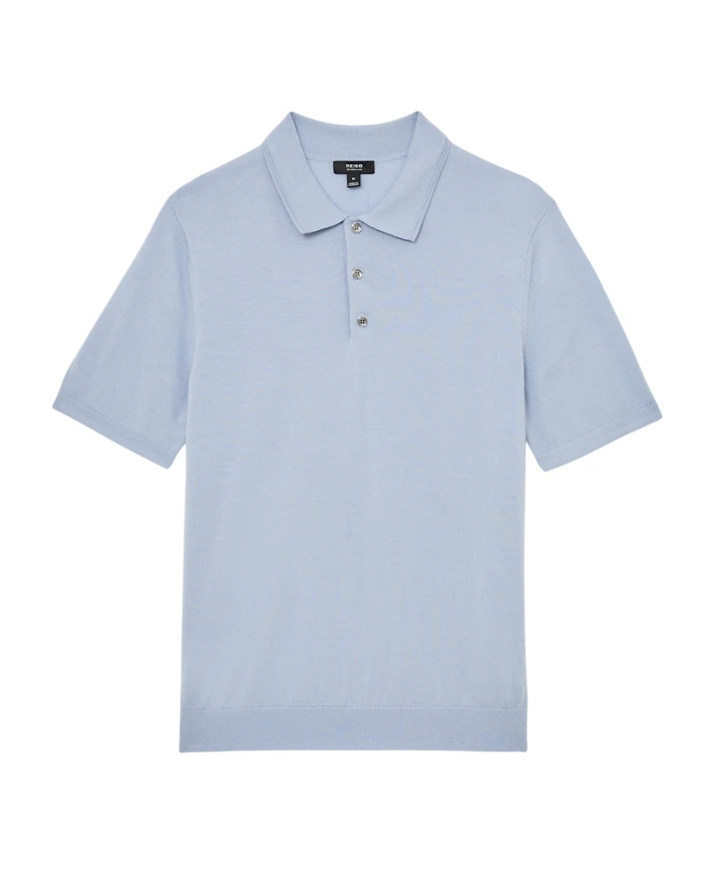 Reiss Men's Merino Wool Short-Sleeve Polo Shirt