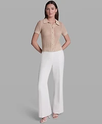 Bcbg Women's Short-Sleeve Button Front Collared Polo Top