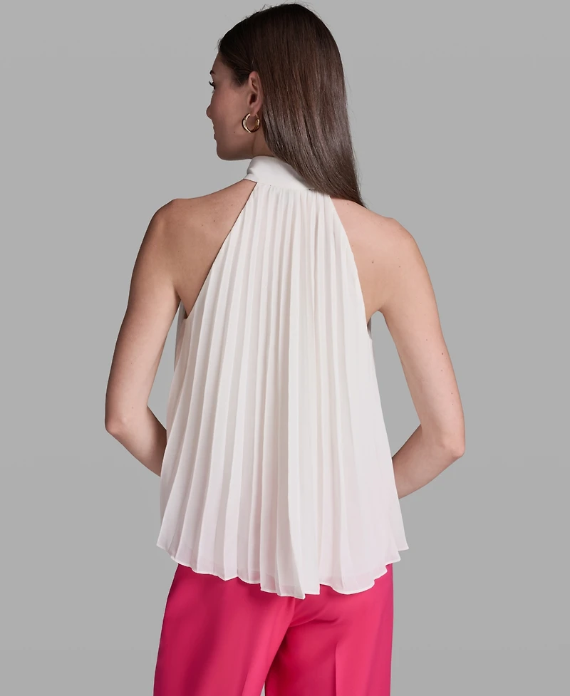 Bcbg Women's Pleated Halter Neck Sleeveless Top