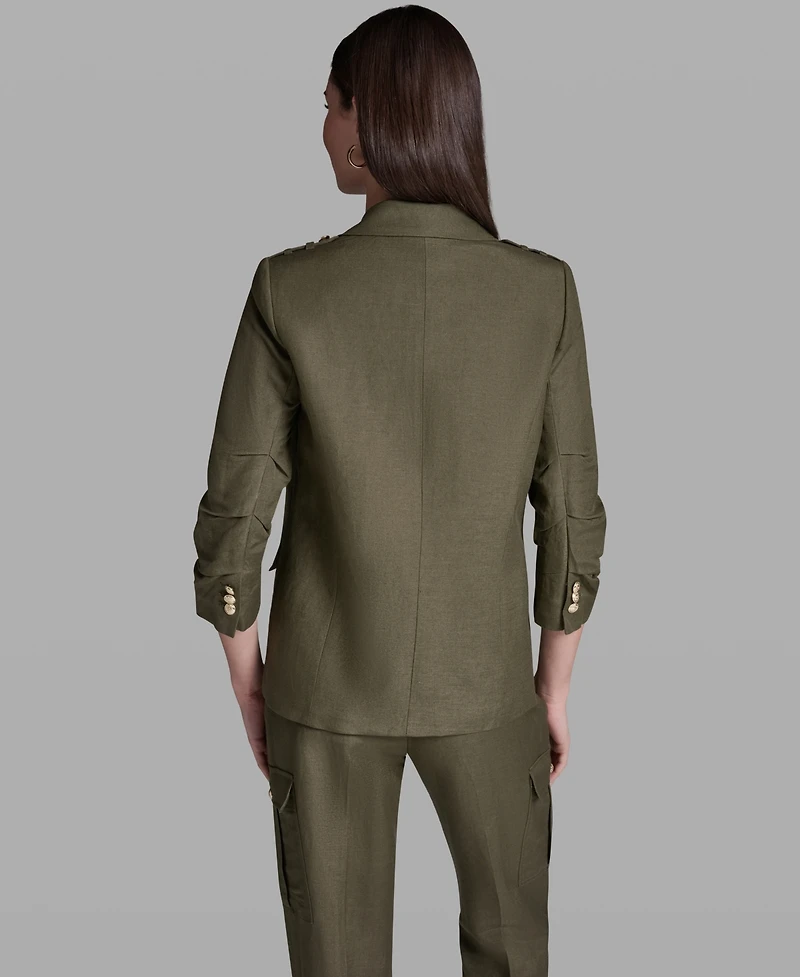 Bcbg Women's Scrunch Sleeve Peak Lapel Collar Jacket