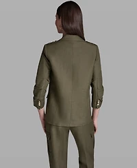 Bcbg Women's Scrunch Sleeve Peak Lapel Collar Jacket