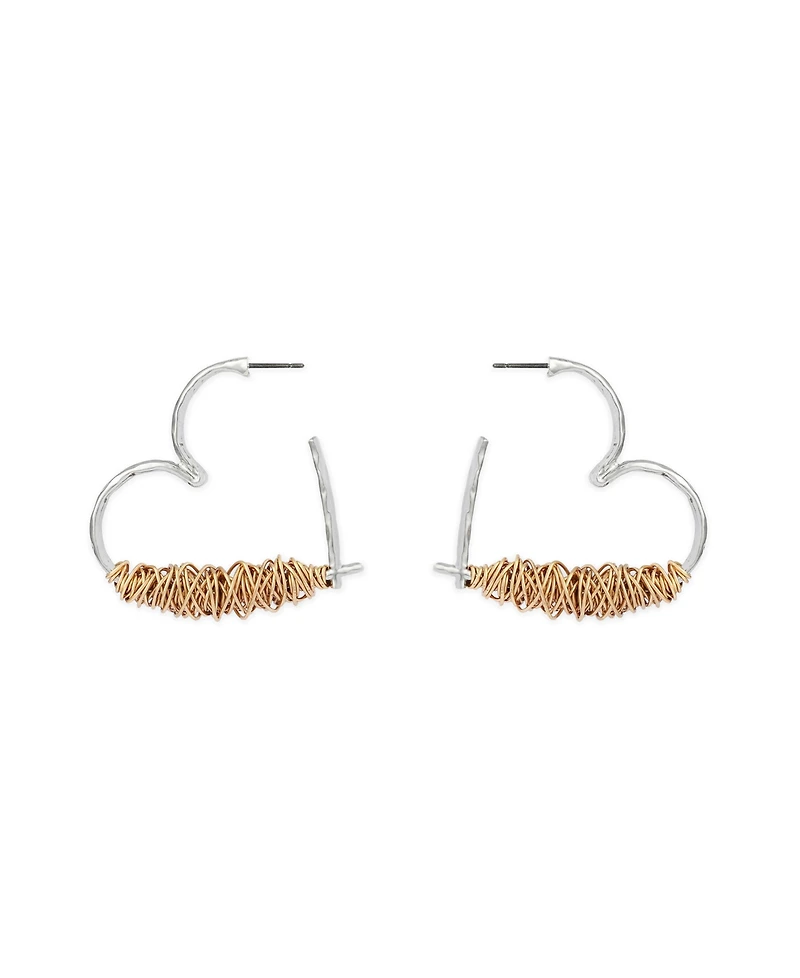 Robert Lee Morris Soho Two-Tone Heart Hoop Earrings