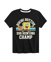SpongeBob SquarePants Boys' 8-20 Bikini Bottom Egg Hunting Champ Short-Sleeve Graphic T-Shirt